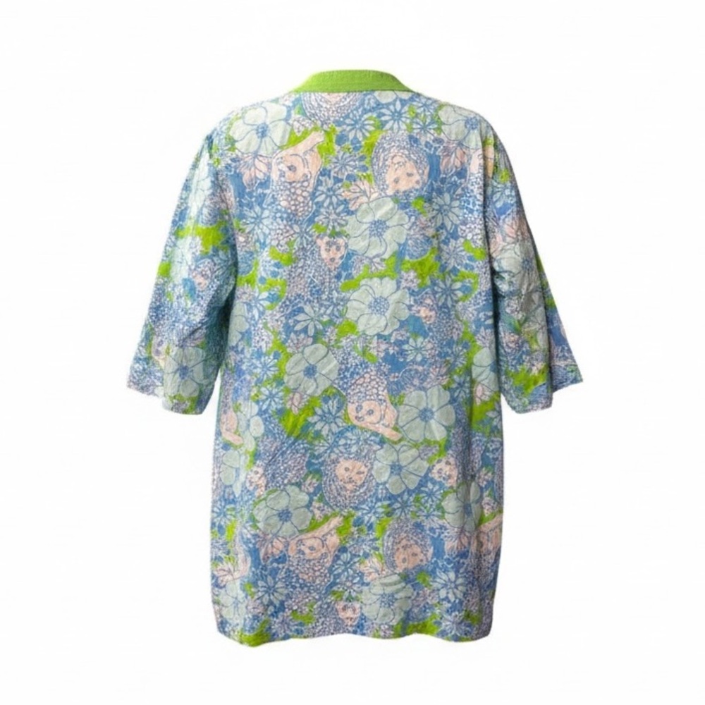 Lilly Pulitzer Lion Print Tunic Top Blue Green Cotton Resort Preppy M - Picture 4 of 6